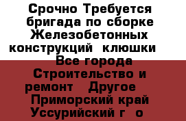 Срочно Требуется бригада по сборке Железобетонных конструкций (клюшки).  - Все города Строительство и ремонт » Другое   . Приморский край,Уссурийский г. о. 